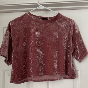 Urban Outfitters Velvet Crop Top in Mauve